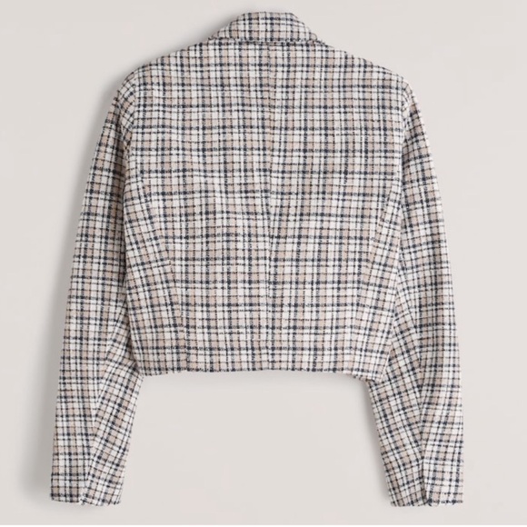 NWT Abercrombie Plaid Tweed Cropped Blazer - Picture 3 of 4